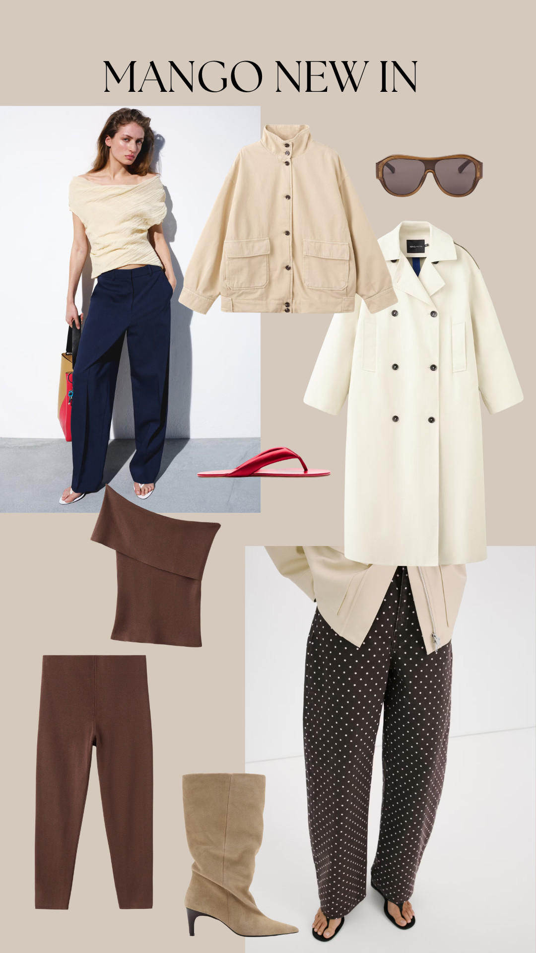 My Current Mango New In Faves
Trench Coat, Spring Layers, Transitional layering, Aviators, Red Flip Flops, Co-ord, Capri Pants, funnel neck jacket 

 #LTKuk #LTKspring #LTKeurope