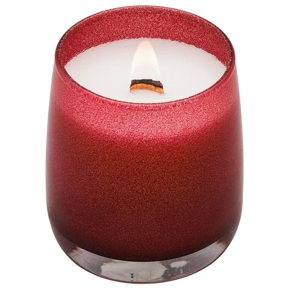 Better Homes & Gardens Wood 1-Wick Holiday Scented Glitter Jar Candle, Red Cranberry and Cherry, ... | Walmart (US)