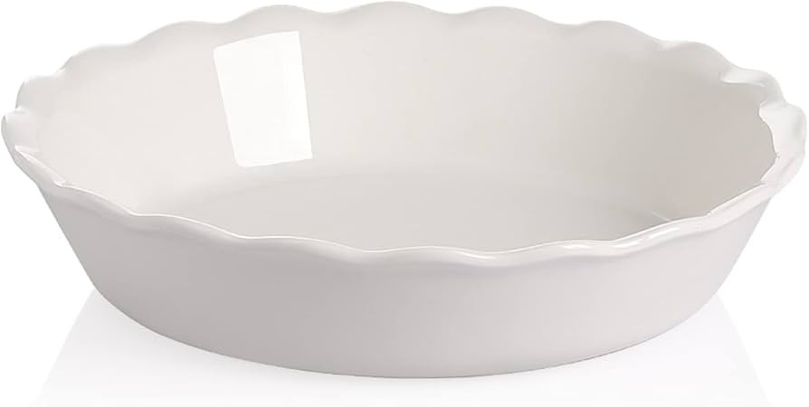 Sweejar Ceramic Pie Pan - 10 Inch Round Baking Dish for Dinner, Non-Stick with Soft Wave Edge for... | Amazon (US)