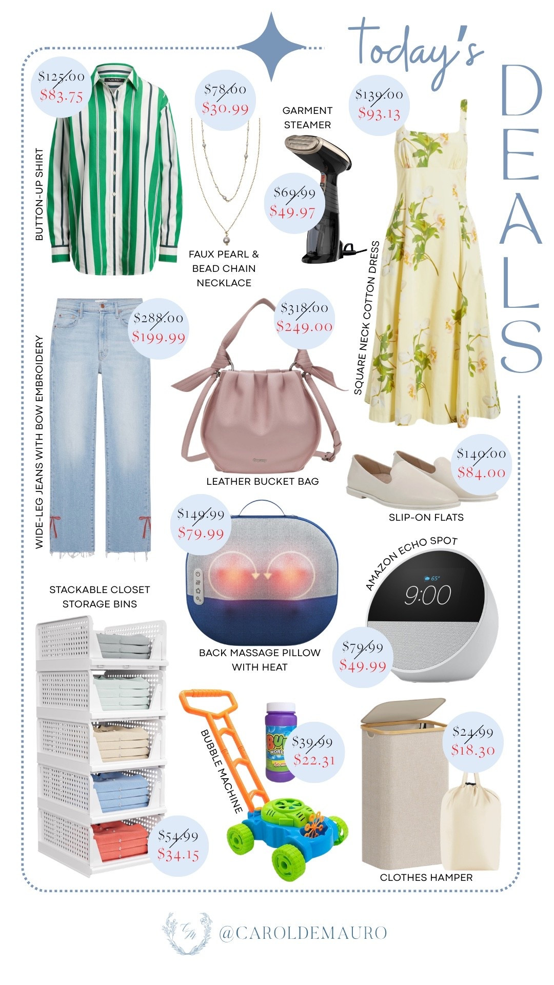 Today's deals are packed with spring favorites: from a gorgeous square neck cotton dress and bow-embroidered wide-leg jeans to everyday essentials like a leather bucket bag and garment steamer. Grab these savings before they're gone! 

amazon deals finds, spring fashion, home decor, home organization, sale alert, deals of the day, affordable fashion, kids toys

#LTKSaleAlert #LTKU #LTKSeasonal