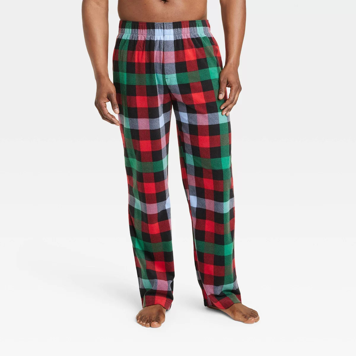 Men's Buffalo Check Fleece Matching Family Pajama Pants - Wondershop™ Green/Red/Black | Target