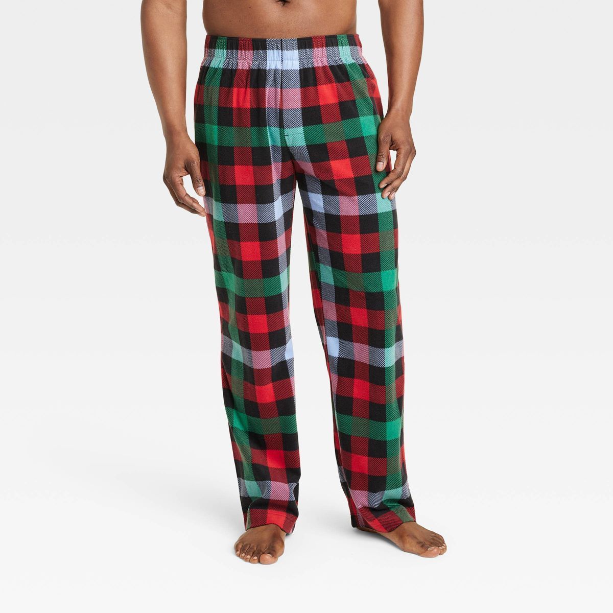 Men's Buffalo Check Fleece Matching Family Pajama Pants - Wondershop™ Green/Red/Black S | Target