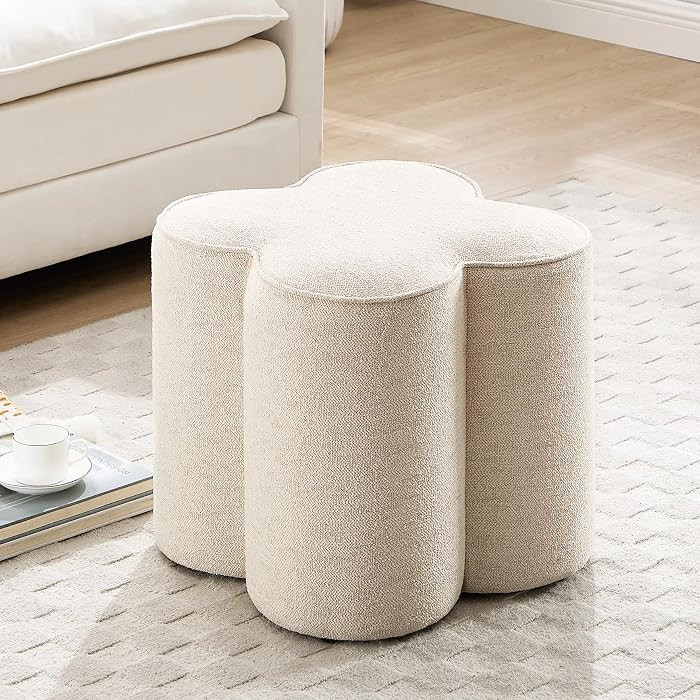Zesthouse Flower Pouf Ottoman Foot Rest, Linen Fabric Poofy Ottoman Footstool for Couch, Modern L... | Amazon (US)