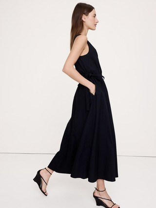 Twisted Shoulder Poplin Maxi Dress | Banana Republic (US)