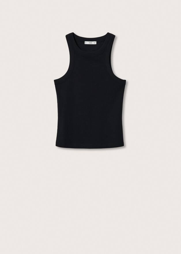 Ribbed cotton-blend top -  Women | Mango United Kingdom | MANGO (UK)
