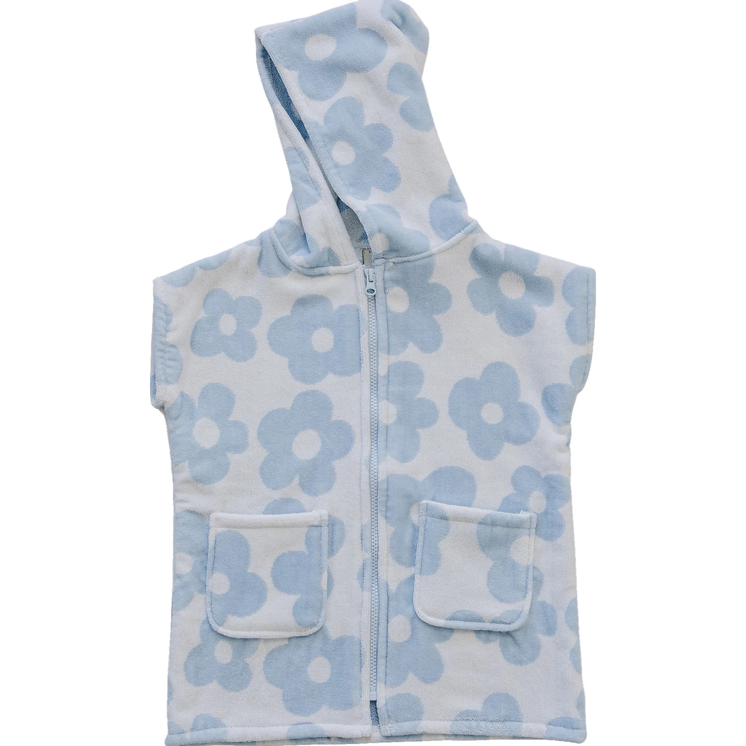 Coastal Floral Zip-Up Organic Cotton Beach Poncho | Mebie Baby