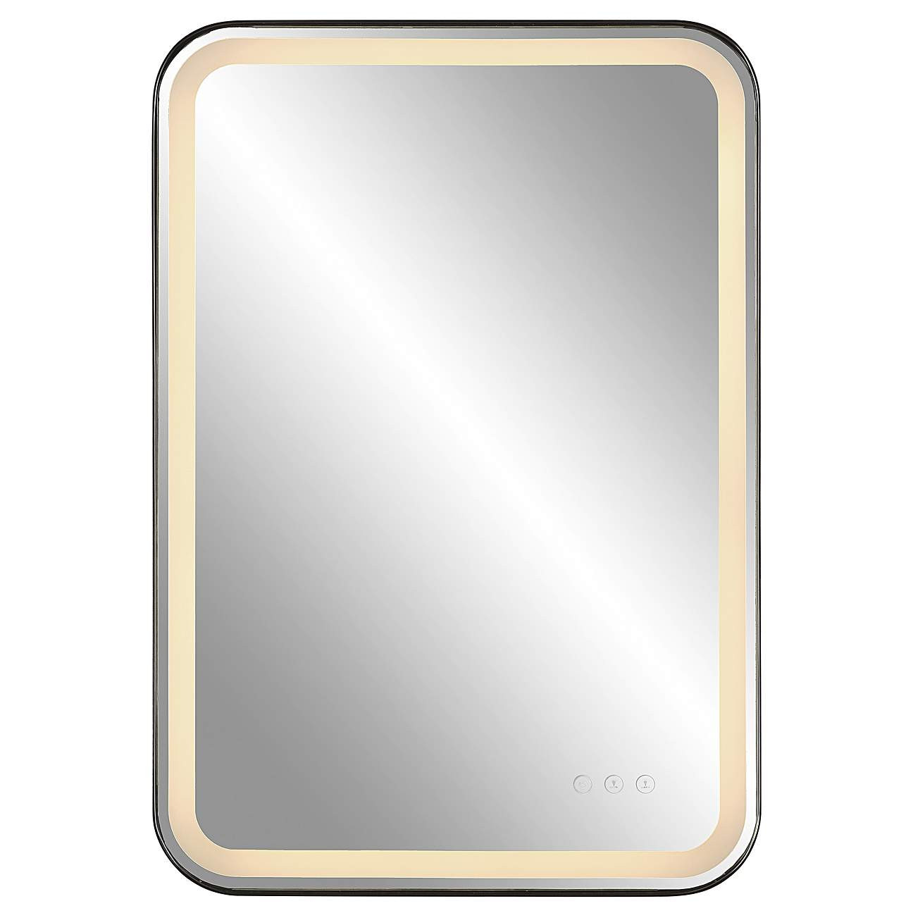 Uttermost Crofton Black 22.3" x 32.3" Lighted LED Vanity Mirror | Lamps Plus