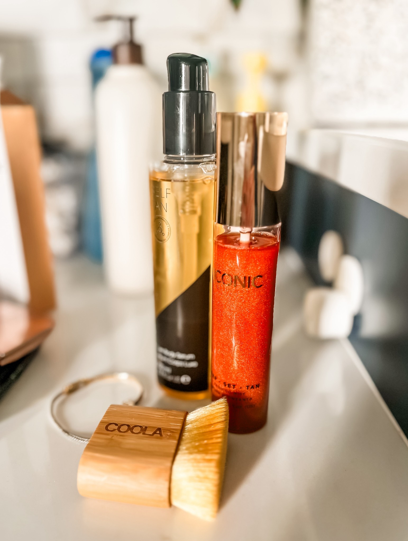 Three of my favorite tanning products for a beachy glow! You don’t have to rinse off this body serum self tanner from St. Tropez and it develops in 8 hours. I like the oil vs. a tanning mousse! Iconic always has some of the best glowy skin products and this tanning mist can quickly and easily be sprayed on face, legs, arms, chest, and wherever you want to enhance your skin. It shows up immediately and I rub it in with a kabuki brush for an even, finished look. 

#LTKTravel #LTKBeauty #LTKFindsUnder50