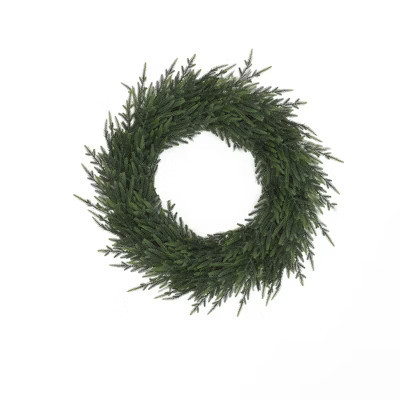 LuxenHome 35-Inch Large Artificial Holiday Wreath, Green Christmas Mantel & Entryway Accent | Target
