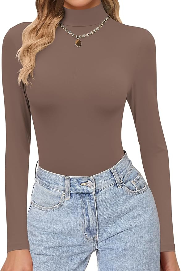 Ekouaer Women's Turtleneck Shirts Long Sleeve Soft Lightweight Fitted Mock Thermal Base Layer Top... | Amazon (US)