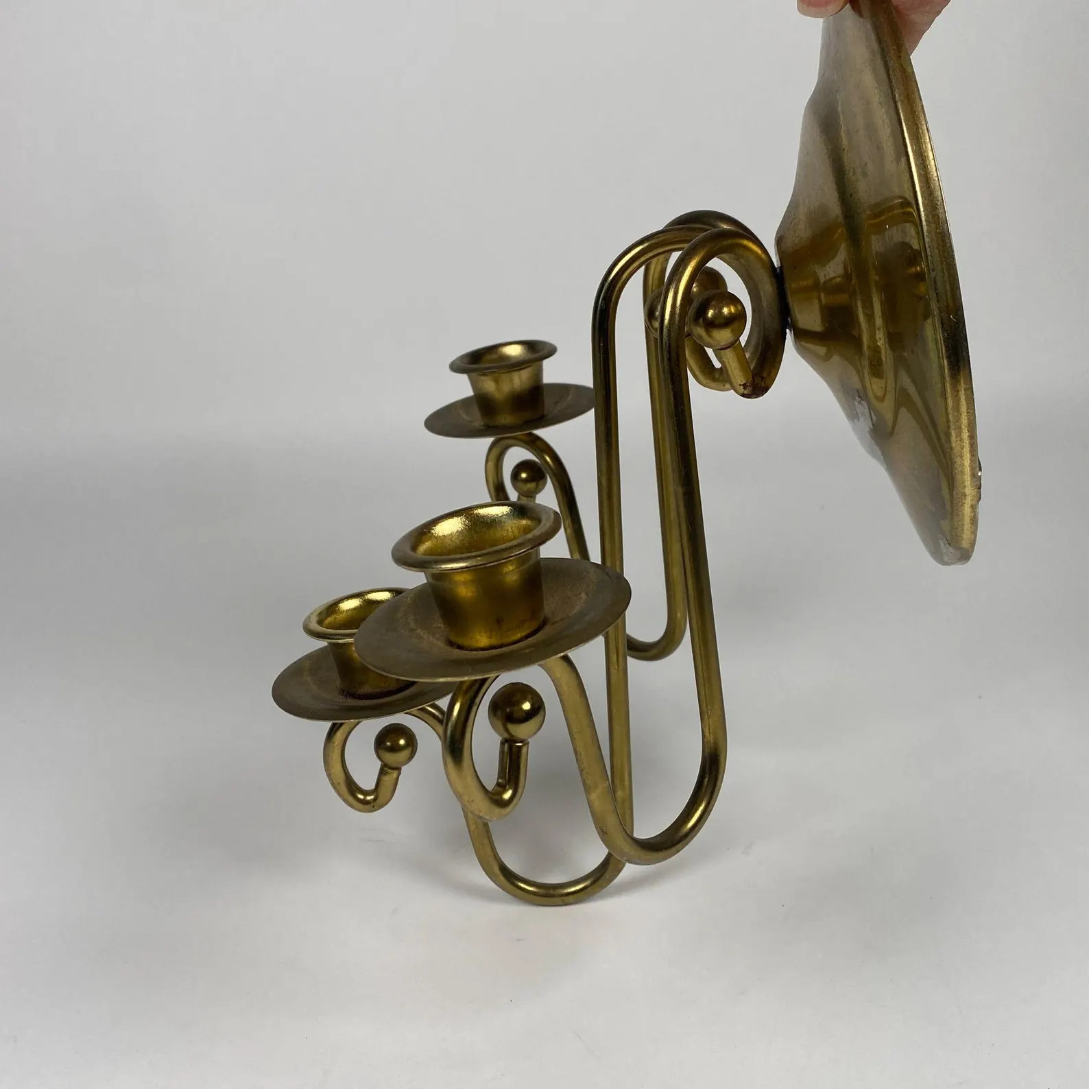 Vintage Brass Wall Mount Sconce, 3 Arm Candelabra Candle Holder, Unbranded - Etsy | Etsy (US)