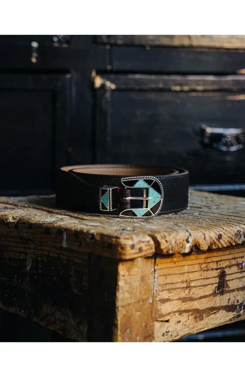 Fortela Kansas Belt with Turquoises Buckle in Brown at Nordstrom, Size 90 | Nordstrom
