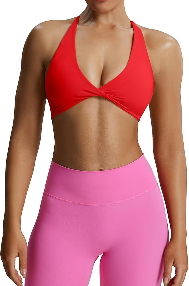 Aoxjox Women's Workout Sports Bras Fitness Backless Padded Sienna Low Impact Bra Yoga Crop Tank T... | Amazon (US)