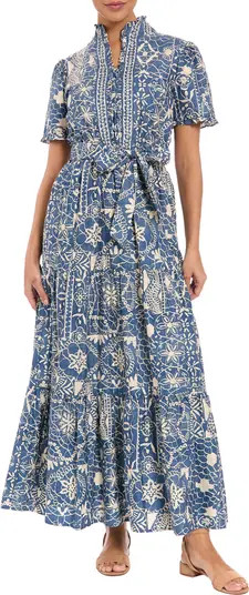 London Times Ruffle Tiered Tie Waist Maxi Dress | Nordstromrack | Nordstrom Rack