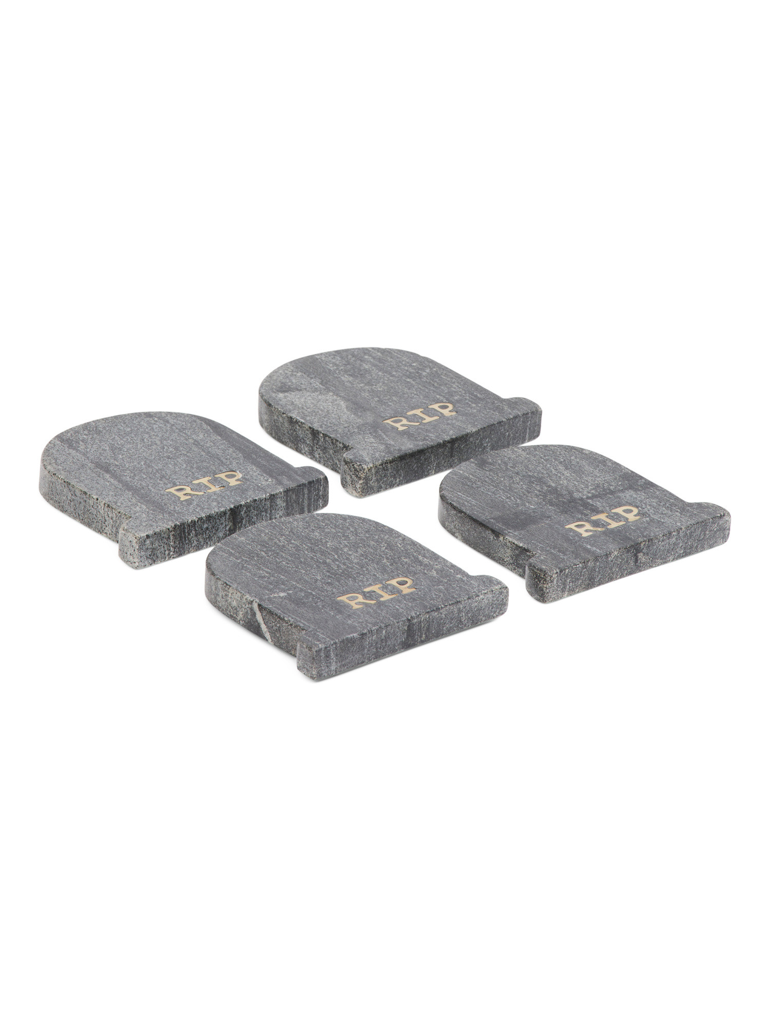 Set Of 4 Rip Marble Coasters With Brass Inlay | TJ Maxx