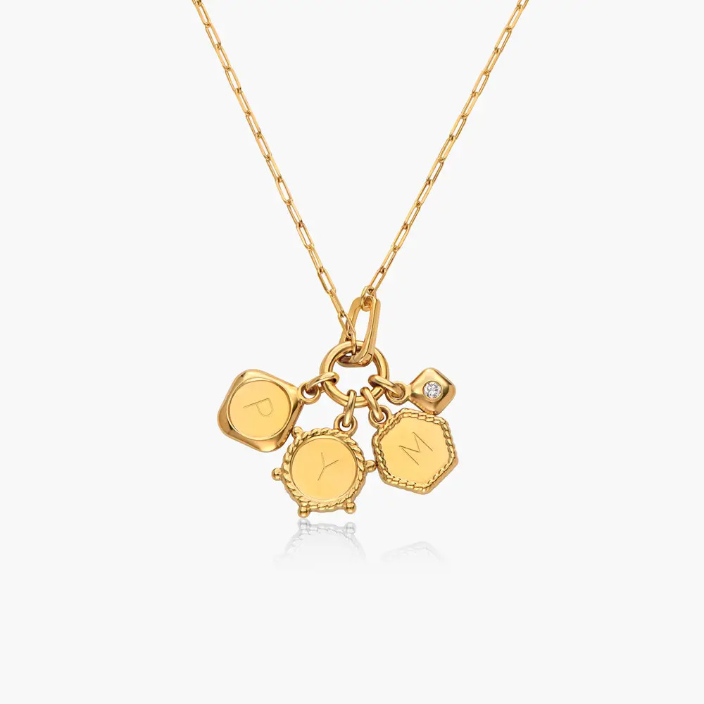 The Charmer Heirloom Initials Necklace with Diamond- Gold Vermeil | Oak & Luna (US)