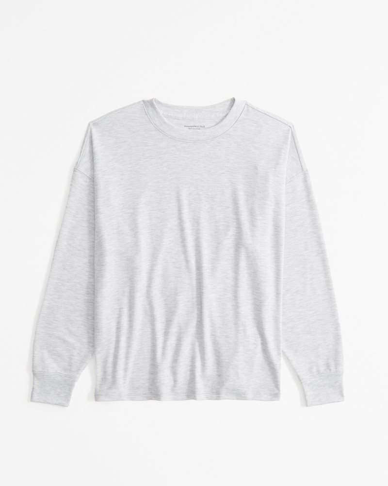 Long-Sleeve Oversized Cozy Cloud Knit Crew Tee | Abercrombie & Fitch (US)