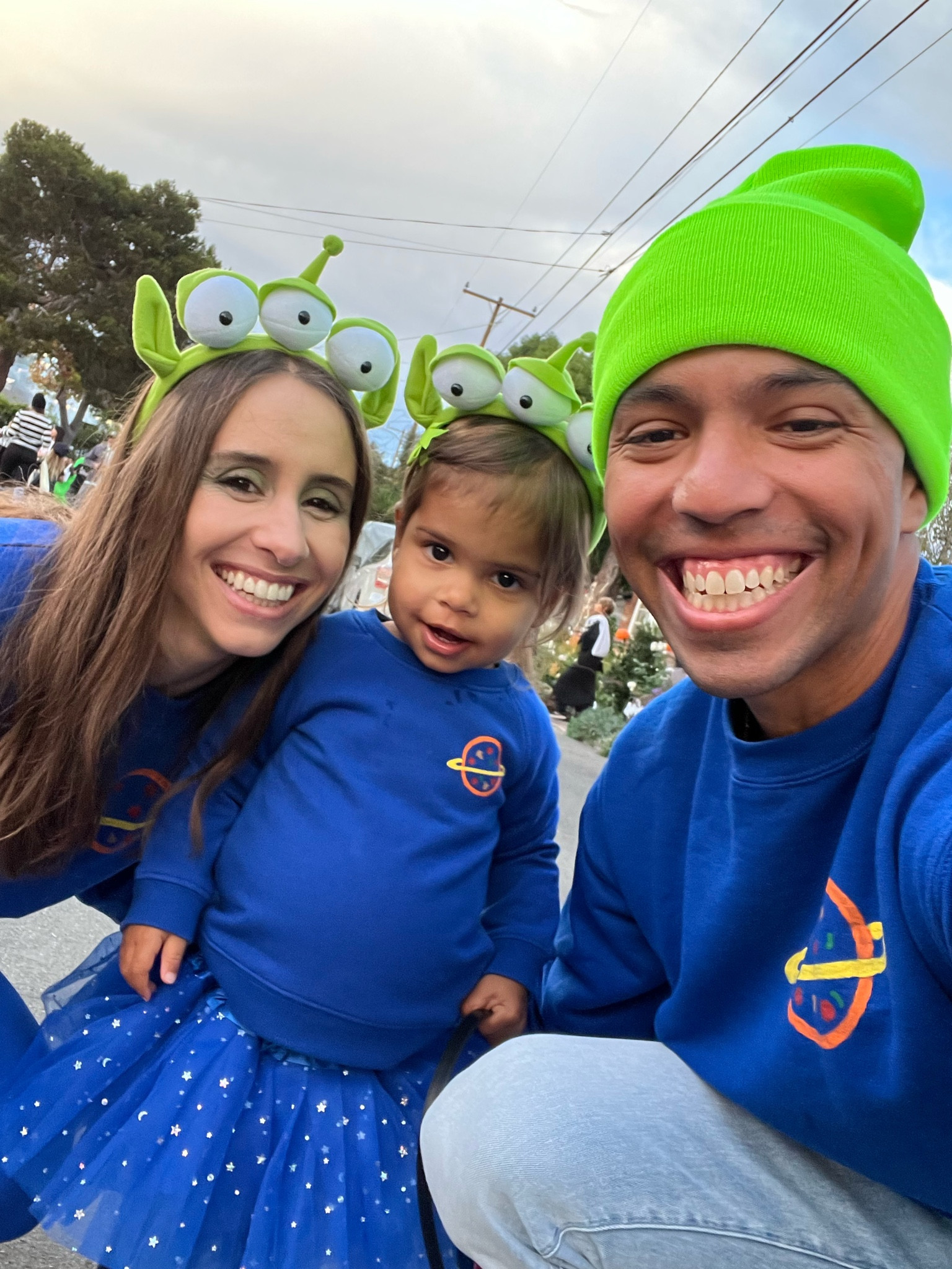 Halloween costume idea for family!! Just paint on the little pizza planet logo to the sweaters and you’re ready to go!! 
 #toystory #toystoryaliens 

#LTKfamily #LTKfindsunder100 #LTKHalloween