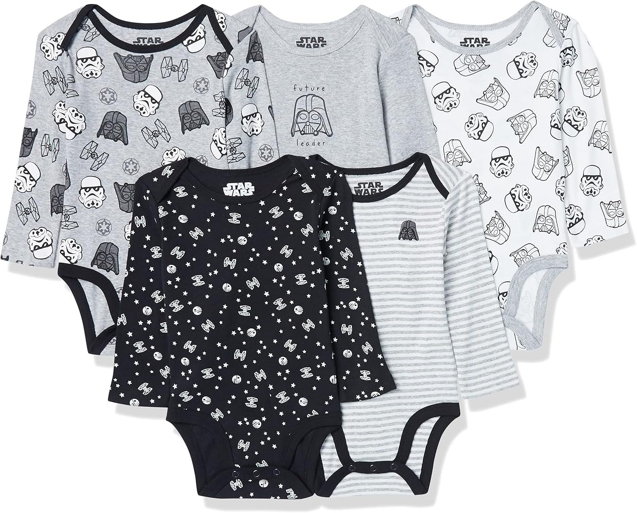 Amazon Essentials Disney | Marvel | Star Wars Unisex Babies' Long-Sleeve Bodysuits, Pack of 5 | Amazon (US)