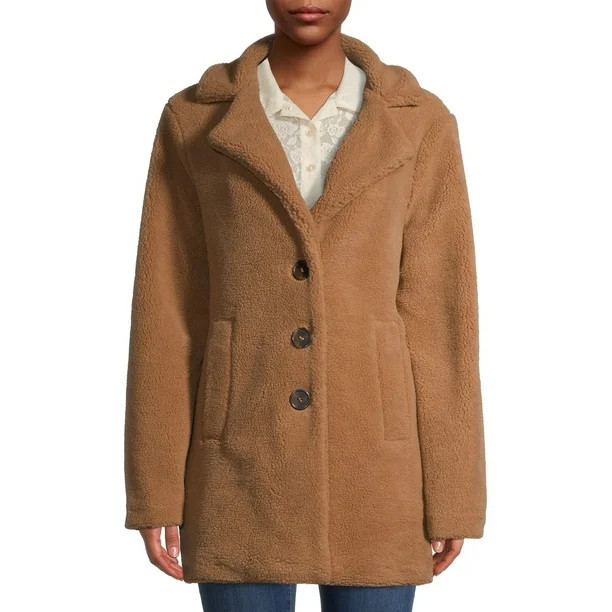 Jason Maxwell Women's Oversized Faux Sherpa Coat - Walmart.com | Walmart (US)