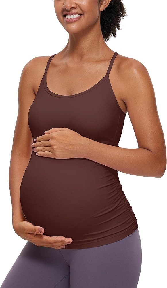 CRZ YOGA Butterluxe Y Back Maternity Tank Top for Women Ruched Pregnancy Basic Tops Sleeveless At... | Amazon (US)