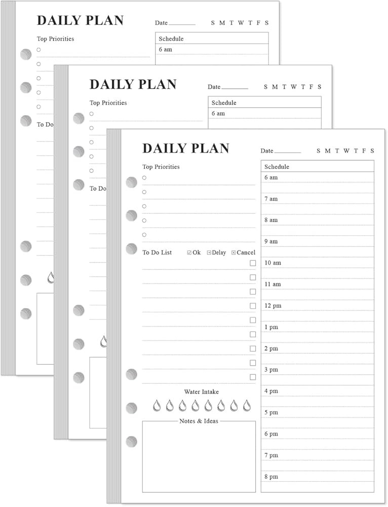 (3-Pack) Undated Daily Planner Refill - A5 To Do List Insert, 300 Sheets/600 Pages Planner and Li... | Amazon (US)