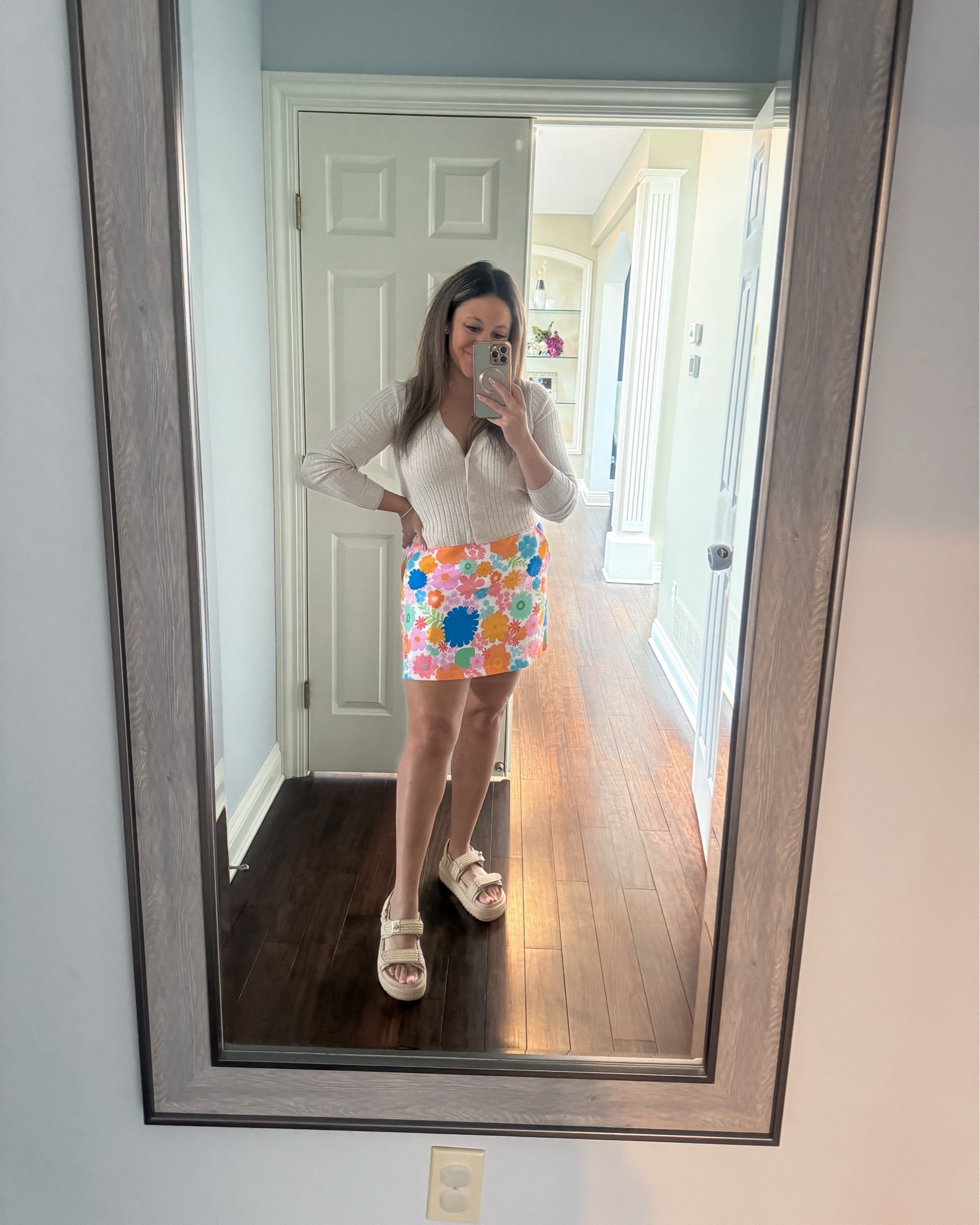 Spring outfit inspo! 🌺💜💛  love this linen blend skort and light weight cardigan! These shoes are also a summer staple because they go with everything. 

Platform sandals. Retro floral skirt. Target style. Pink lily. Summer outfit. Party outfit. Travel outfit. Summer style. Summer 2024. Spring outfit idea. 

#LTKFindsUnder100 #LTKSeasonal