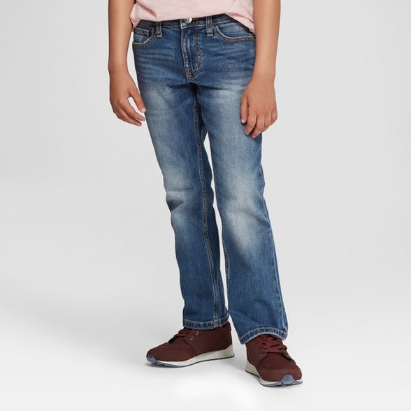 Boys' Stretch Straight Fit Jeans - Cat & Jack™ Medium Blue | Target