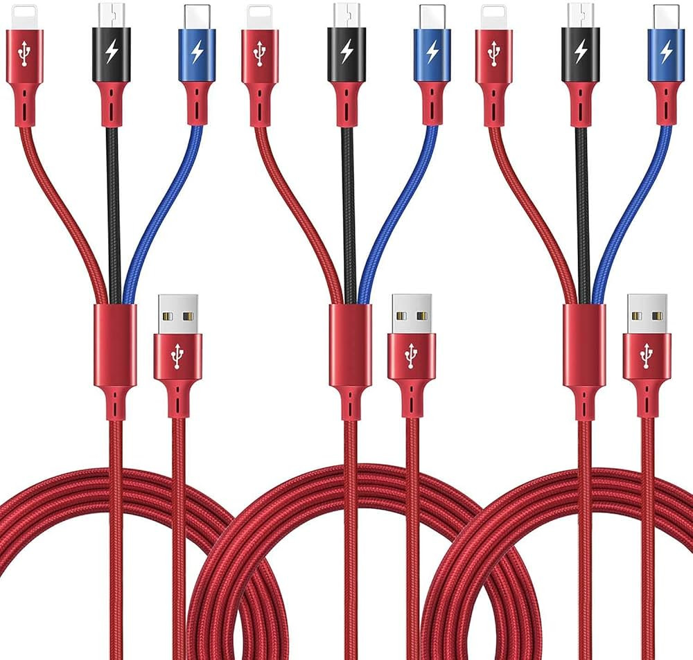 Multi Charging Cable 3Pack 5Ft Multi Charger Cord Braided Multi Charging Cord 3 in 1 Multi Charge... | Amazon (US)