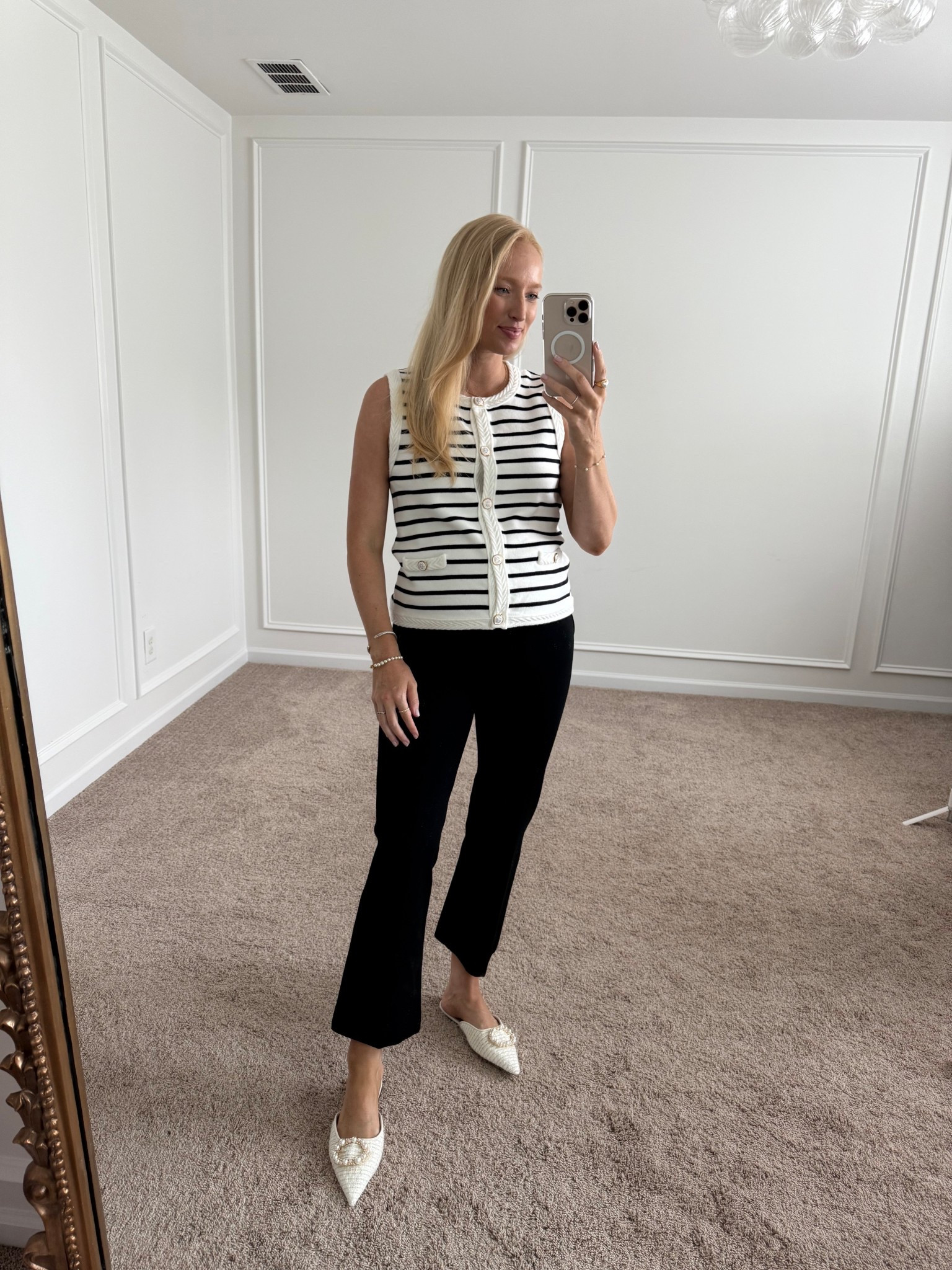 Transitional work outfit idea on sale in the Nordstrom anniversary sale! The sweater tank is tts but I sized up to a medium for the bump. I’m wearing my favorite spanx work pants which aren’t in the sale, but there is a pull on option under $50 I’ll also link! The pearl slides are tts



#LTKWorkwear #LTKSaleAlert #LTKBump