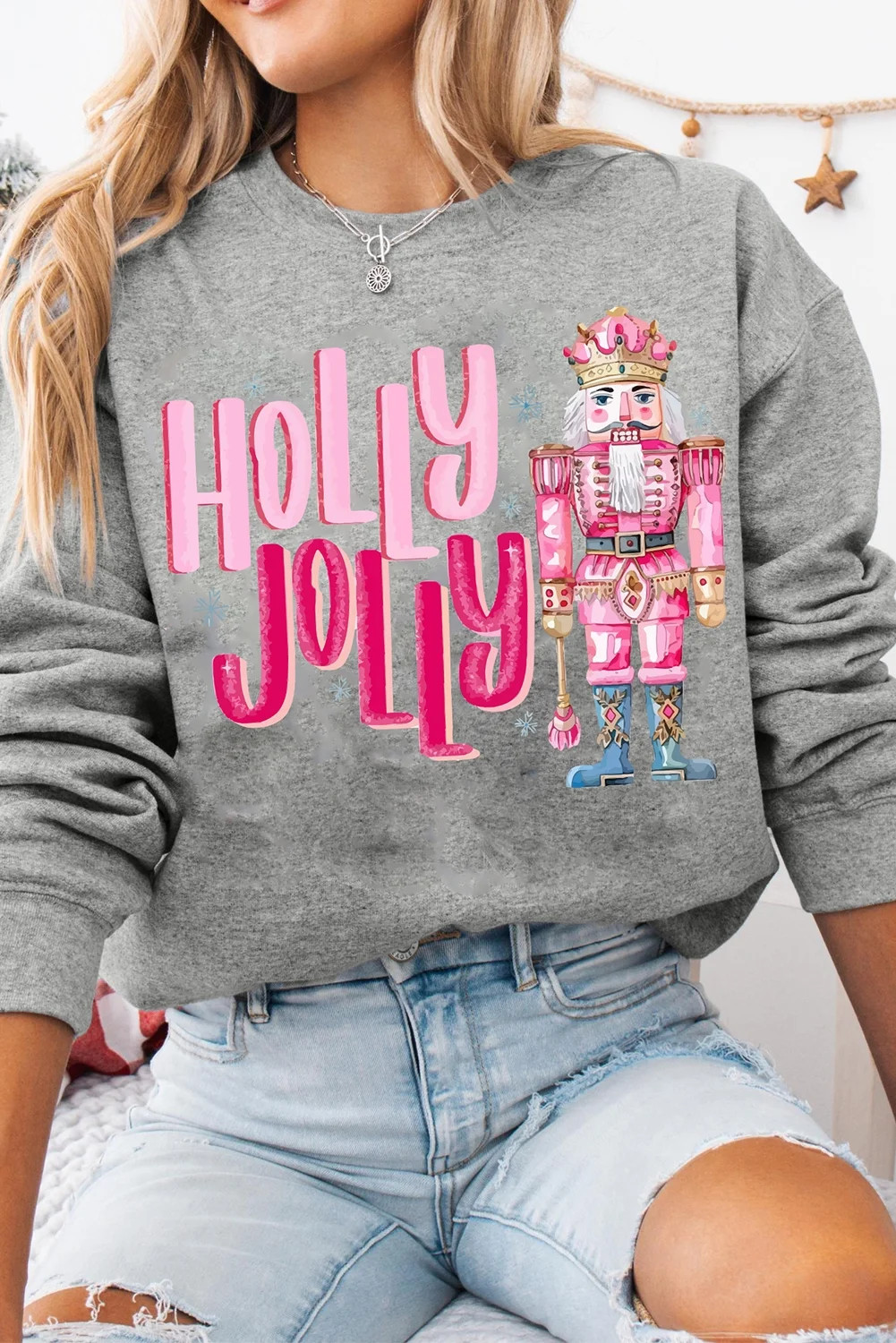 Casuashion Holly Jolly Nutcracker Print Crew Neck Christmas Sweater - Cozy & Stylish! | Walmart (US)