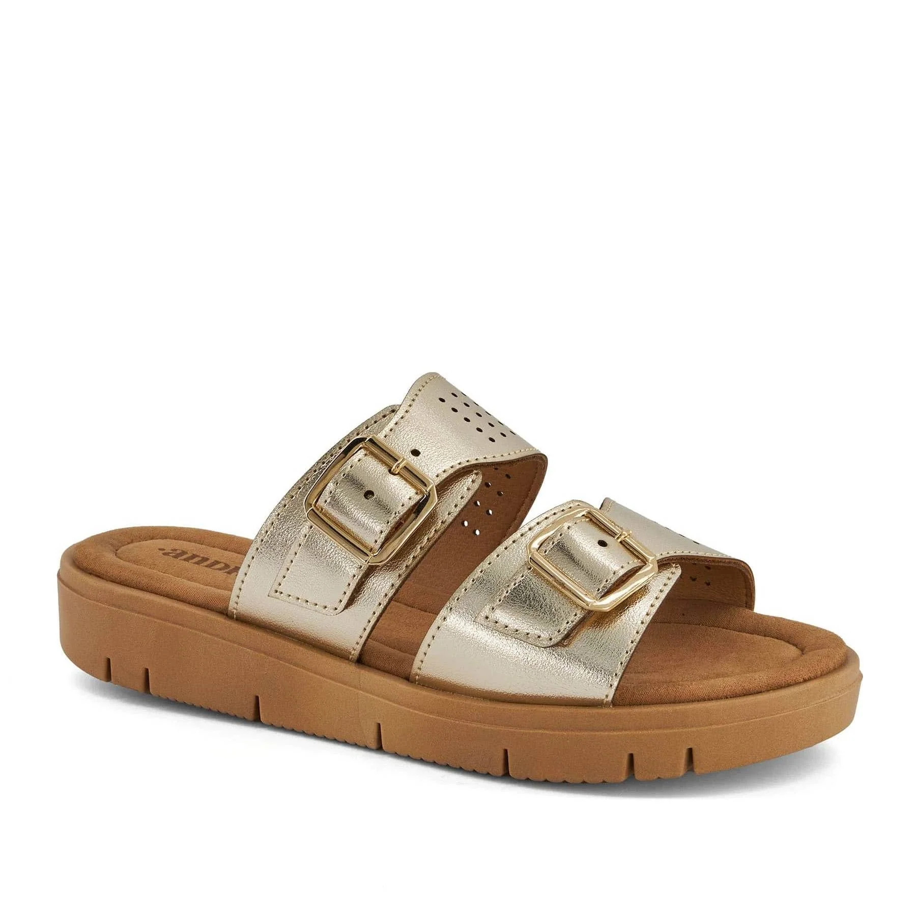Andrea Comfort Footbed Double Buckle Sandals | Shop Simon