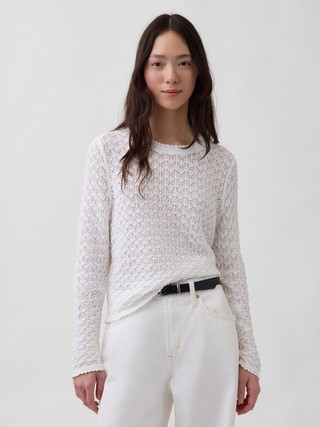 100% Cotton Pointelle Crop Sweater | Gap (CA)