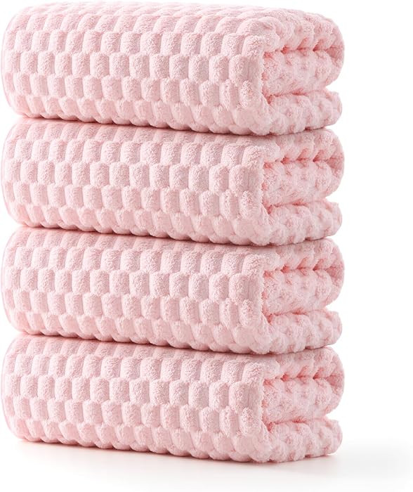 REDKISS 4 Pack Pink Microfiber Bath Towels - Extra Large Waffle Towels Set for Bathroom, Super Ab... | Amazon (US)