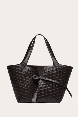 Belted Tote Black Croc | LITTLE LIFFNER