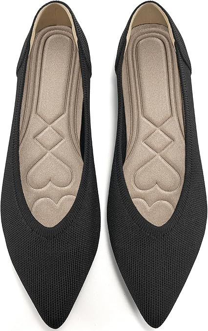 HARENCE Women's Flats Ballet Shoes: Comfortable Pointed Toe Soft Knit Flat Casual Slip On Work Dr... | Amazon (US)