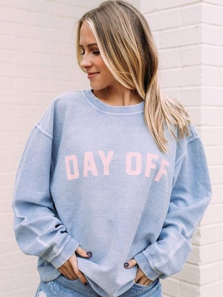 Friday + Saturday Day Off Corded Crewneck Sweatshirt in Blue
            
            
          ... | Glik's