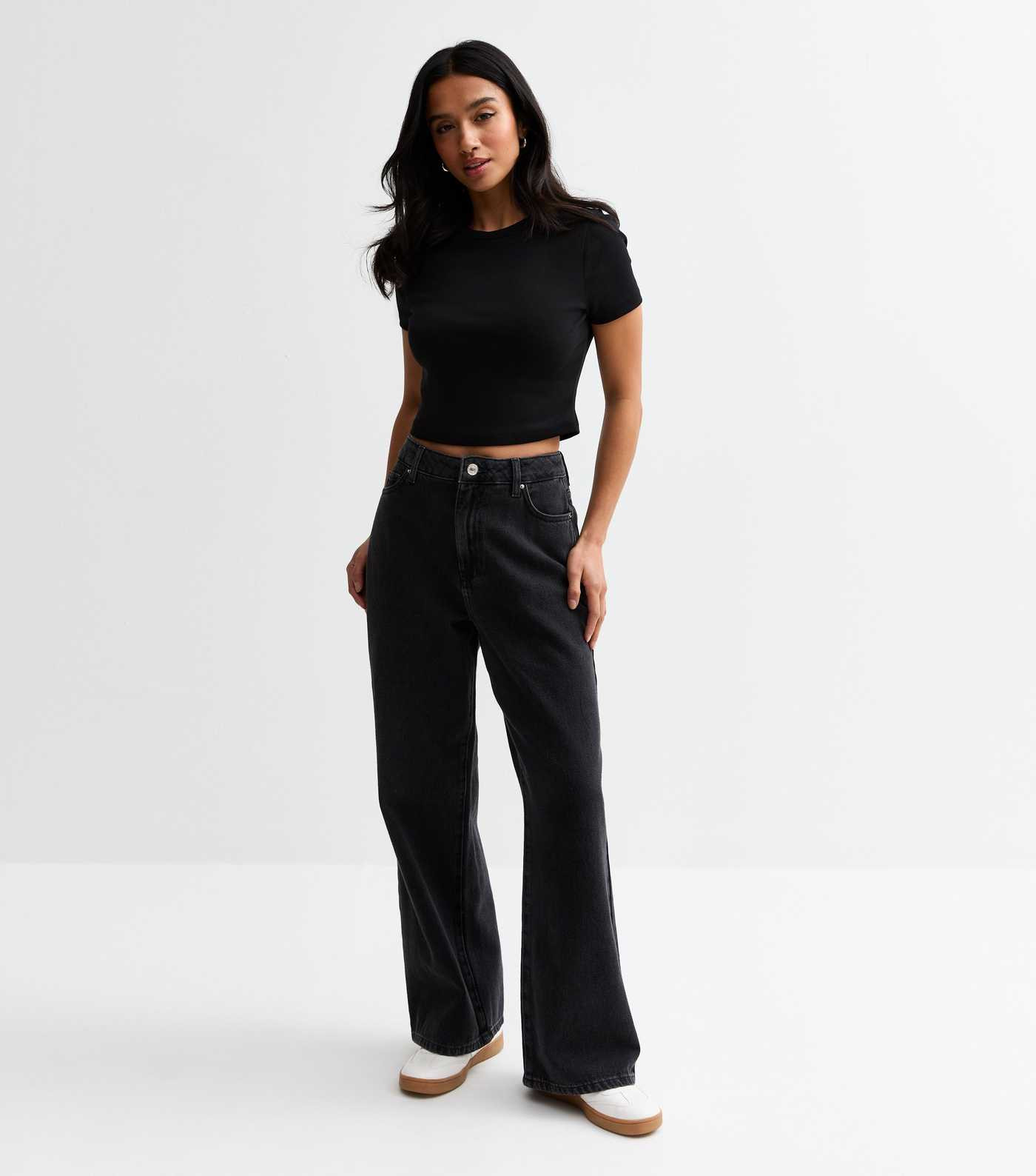 Petite Washed Black Adalae High Waisted Wide Leg Jeans
						
						Add to Saved Items
						Remo... | New Look (UK)