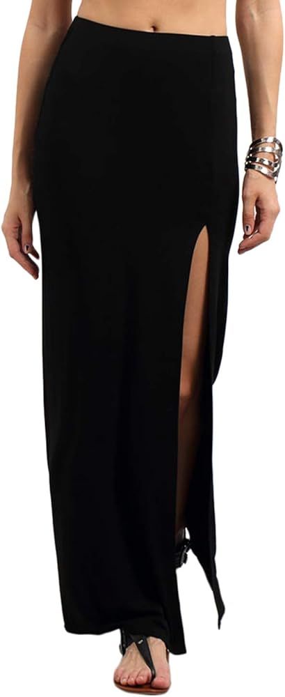 Verdusa Women's Solid Color High Waist Side Split Maxi Skirt | Amazon (US)