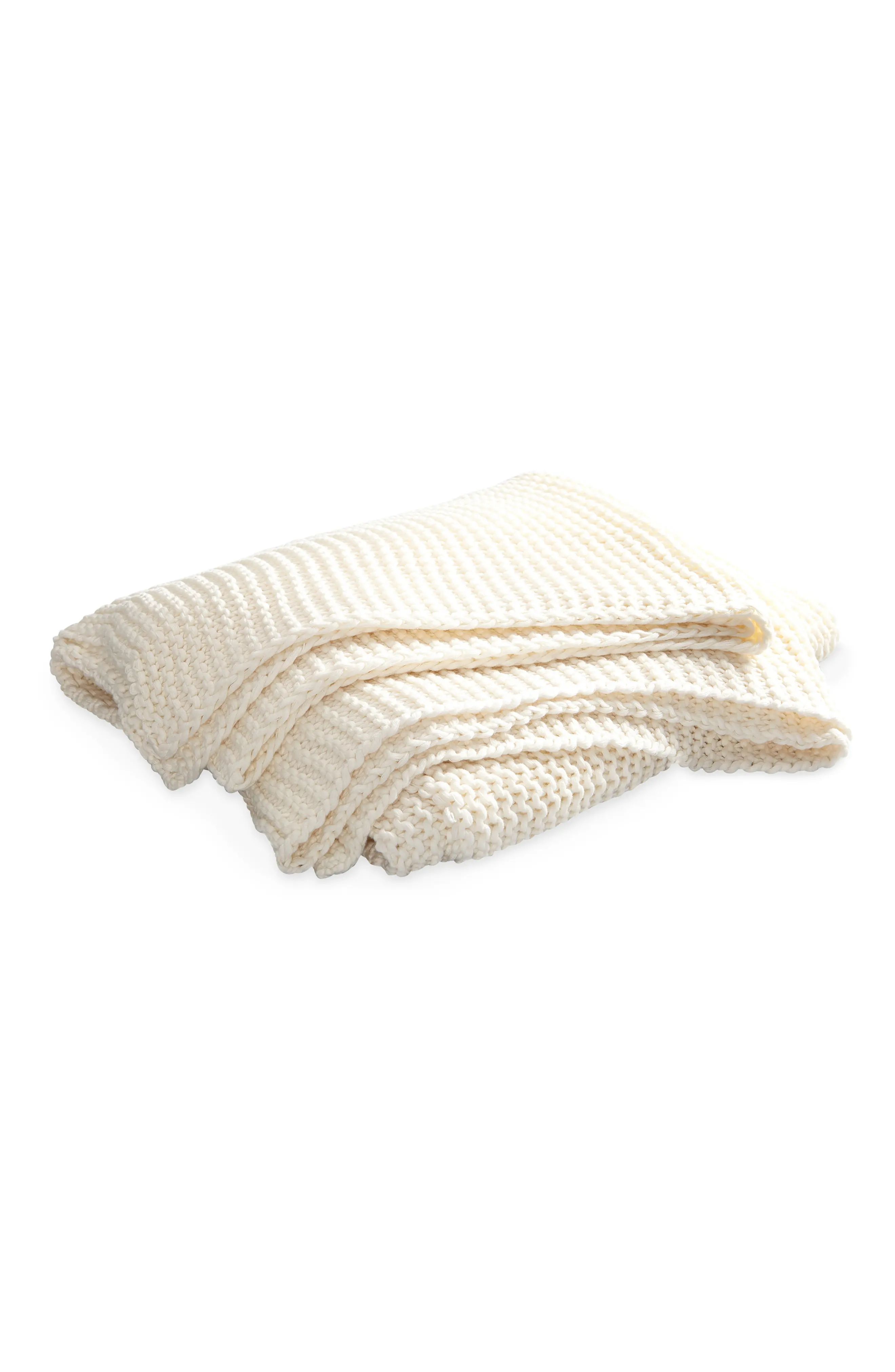 Matouk Orla Cotton & Wool Throw Blanket in Ivory at Nordstrom | Nordstrom