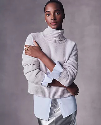 Ann Taylor Fold Over Turtleneck Sweater | Ann Taylor (US)