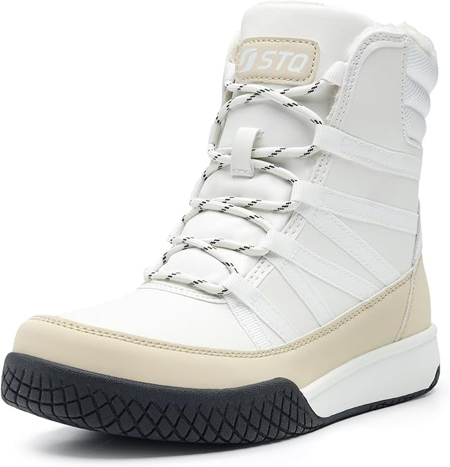 STQ Women's Winter Walking Boots Zip Up Lightweight Cozy Ankle Bootie with Laces | Amazon (US)