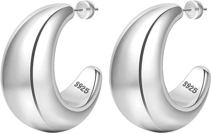 PABBEU Bottega Earring Dupes-Chunky Gold Hoop Earrings Lightweight 14k Gold Hoop Earrings Hypoall... | Amazon (US)