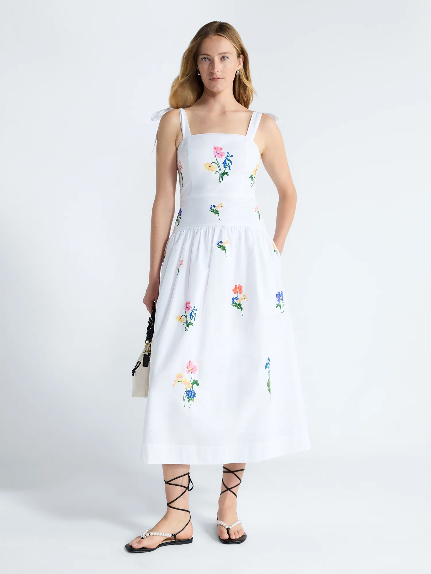 Free Assembly Women's and Women's Plus Embroidered Cotton Sleeveless Maxi Dress, Sizes XS-4X | Walmart (US)