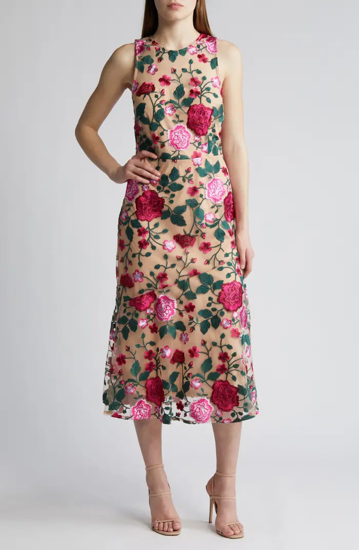 Floral Embroidery A-Line Dress | Nordstrom