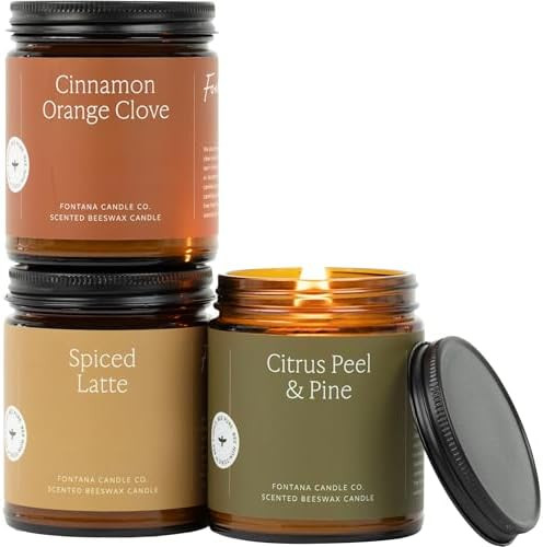 Fontana Candle Co Wood Wick Beeswax Jar Candles - 3-Jar Fall Bundle - Made with Coconut Oil & Pur... | Amazon (US)
