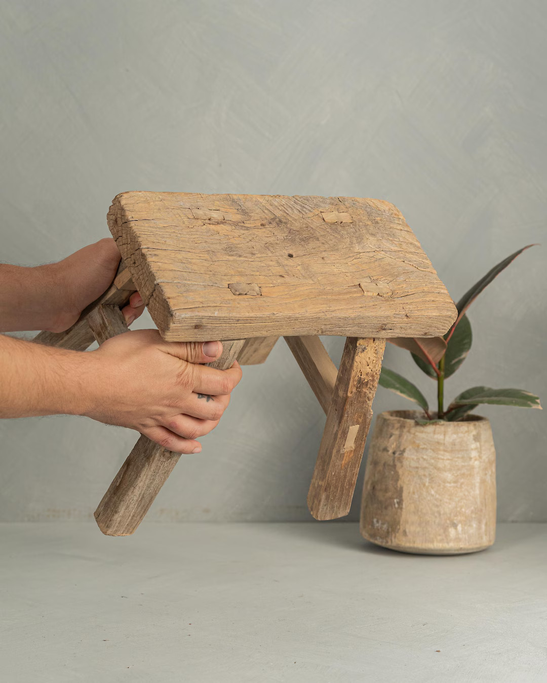 Vintage Elm Small Rustic Stool T3 free Shipping - Etsy | Etsy (US)