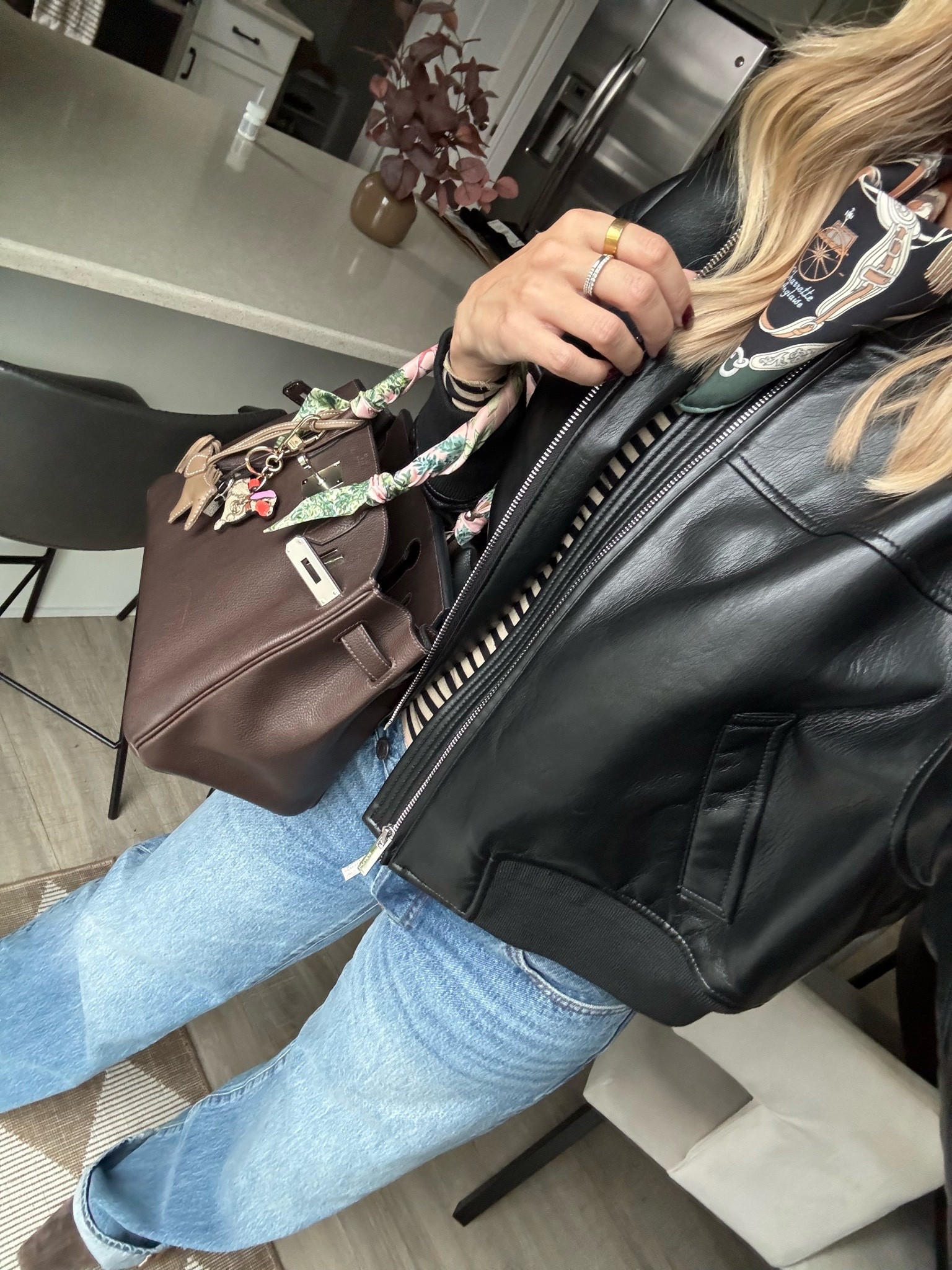 The cutest little faux leather bomber. Wearing a medium and feels like leather.  The jacket in brown is on sale

#LTKootd #LTKOver40 #LTKSaleAlert