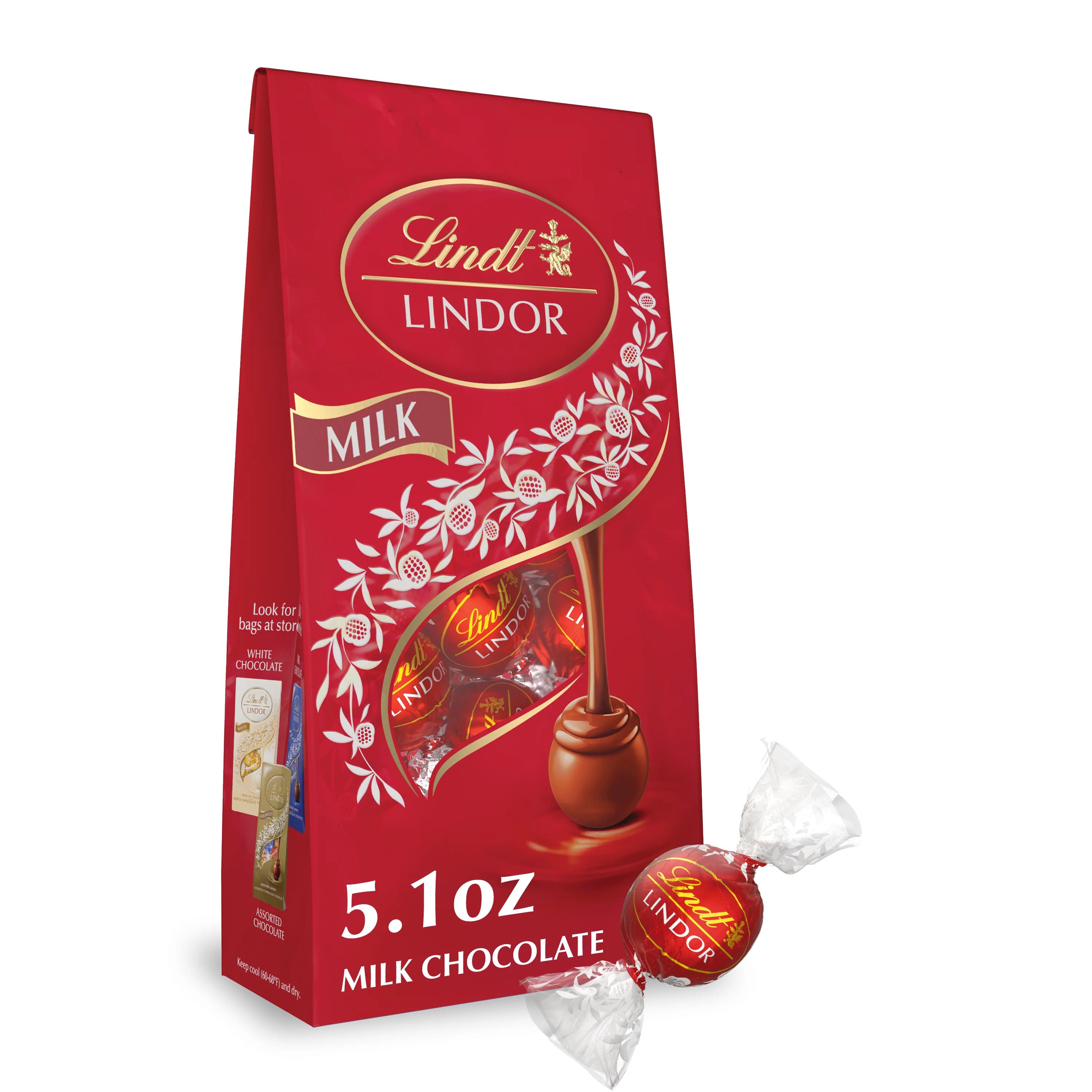 Lindt LINDOR Milk Chocolate Candy Truffles, Chocolate for Holidays, 5.1 oz. Bag | Walmart (US)