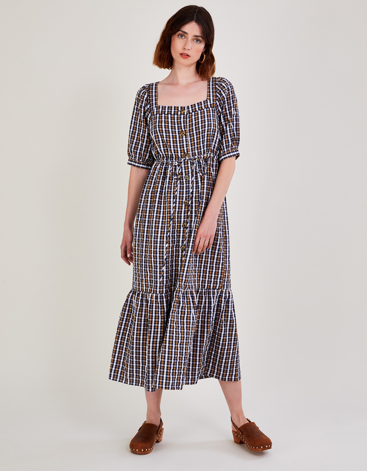 Dolly Check Dress in Sustainable Cotton Blue | Monsoon (UK)
